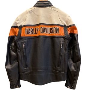 Harley-Davidson Cream and Orange Bomber Jacket